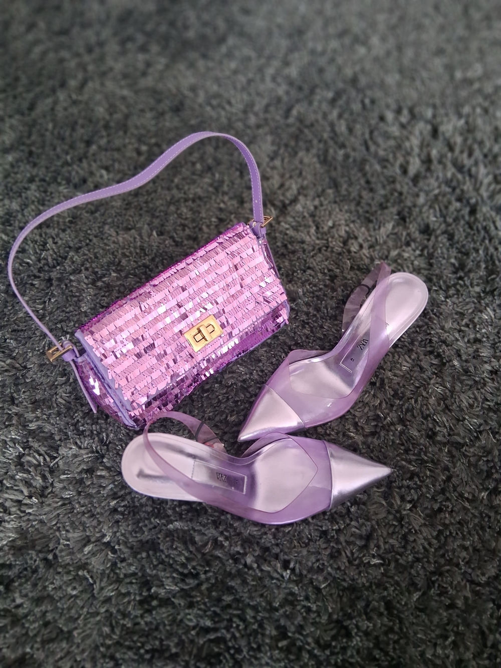 H& M Purple Sequin Shoulder Bag for Women
